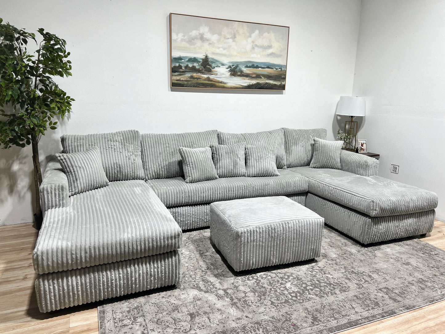 XL Fluffy Double Chaise Sectional Sofa