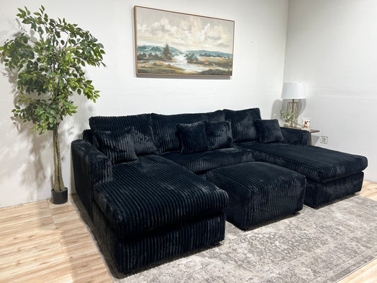 Double Chaise Corduroy Sectional Sofa