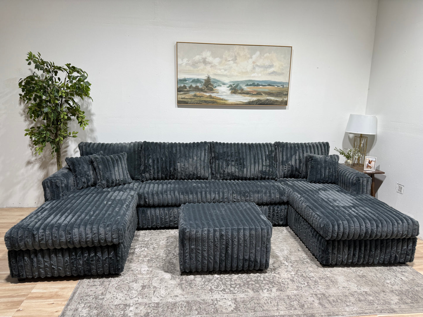 XL Fluffy Double Chaise Sectional Sofa