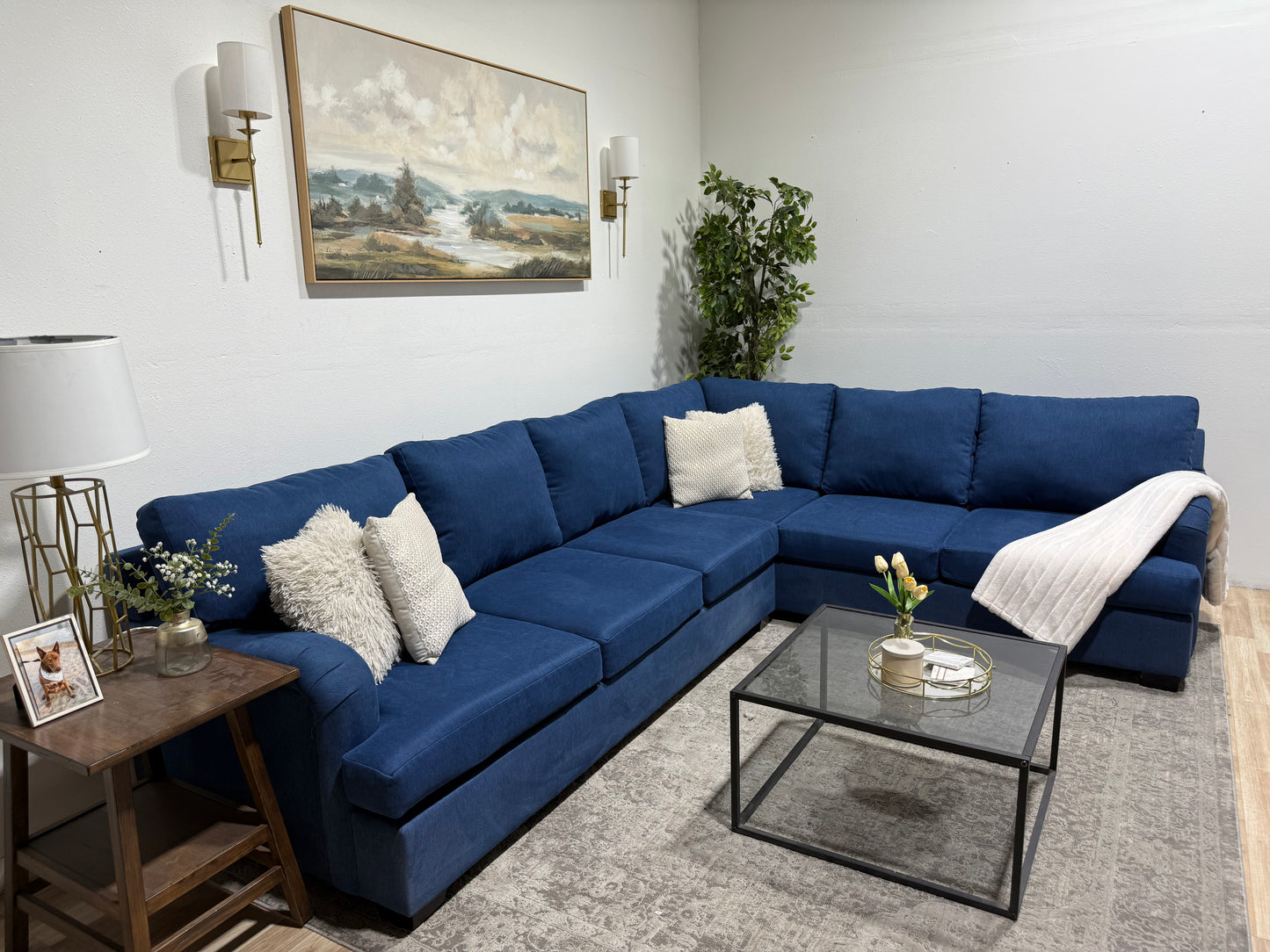 Large Blue L Sectional