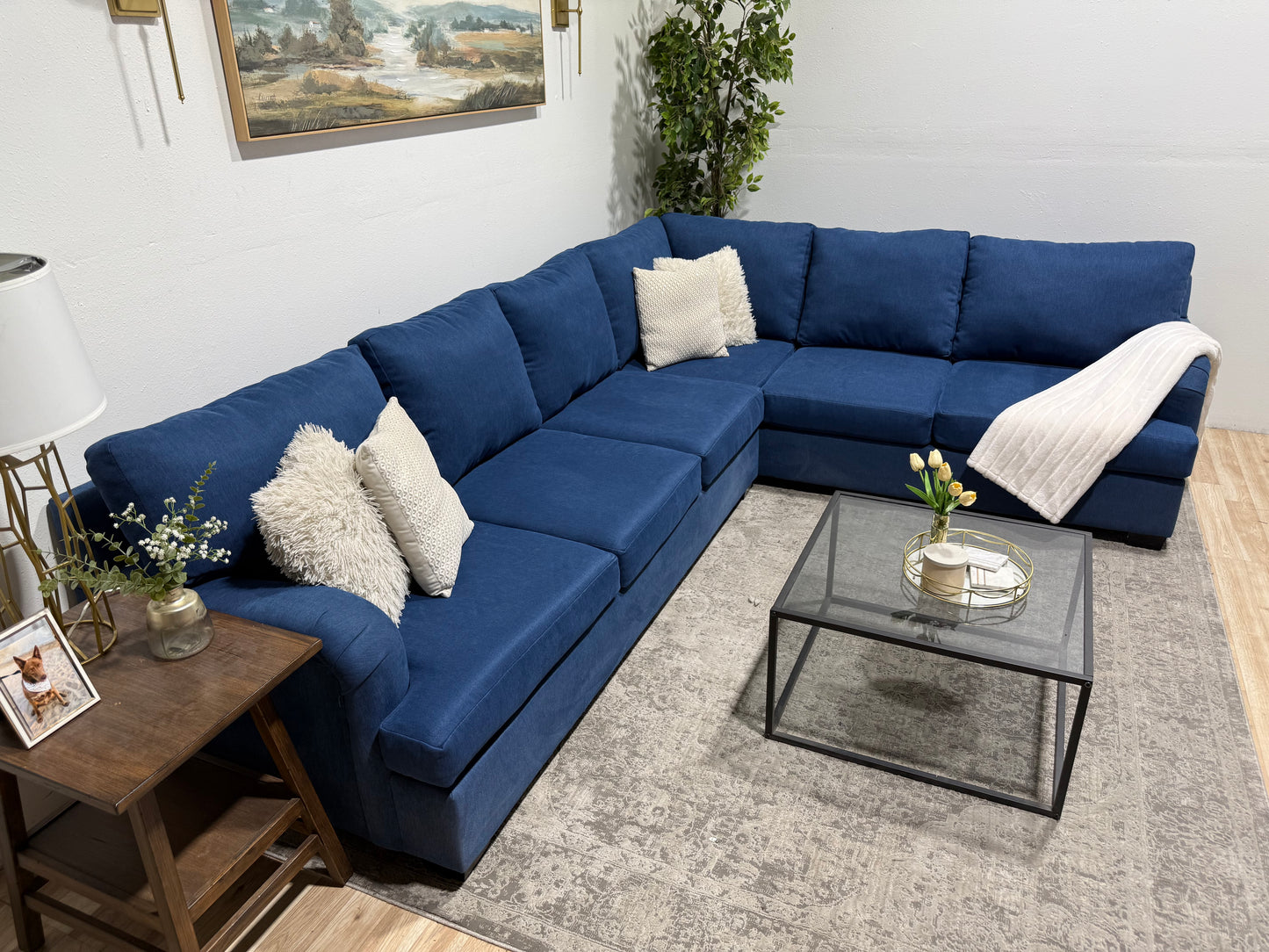 Large Blue L Sectional