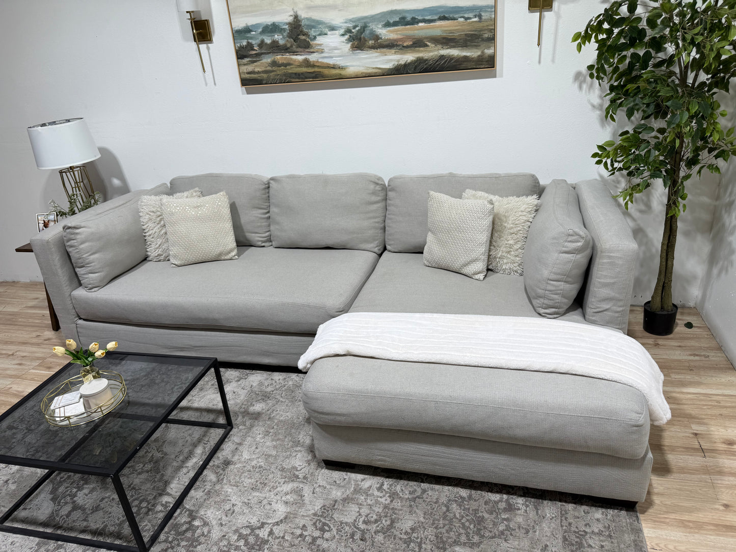 Grey Sectional W Oversized Chaise