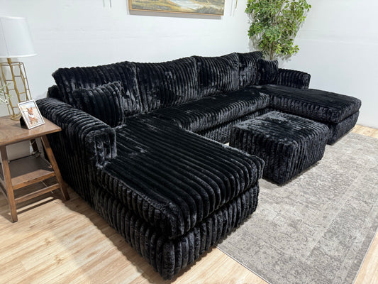 XL Fluffy Double Chaise Sectional Sofa