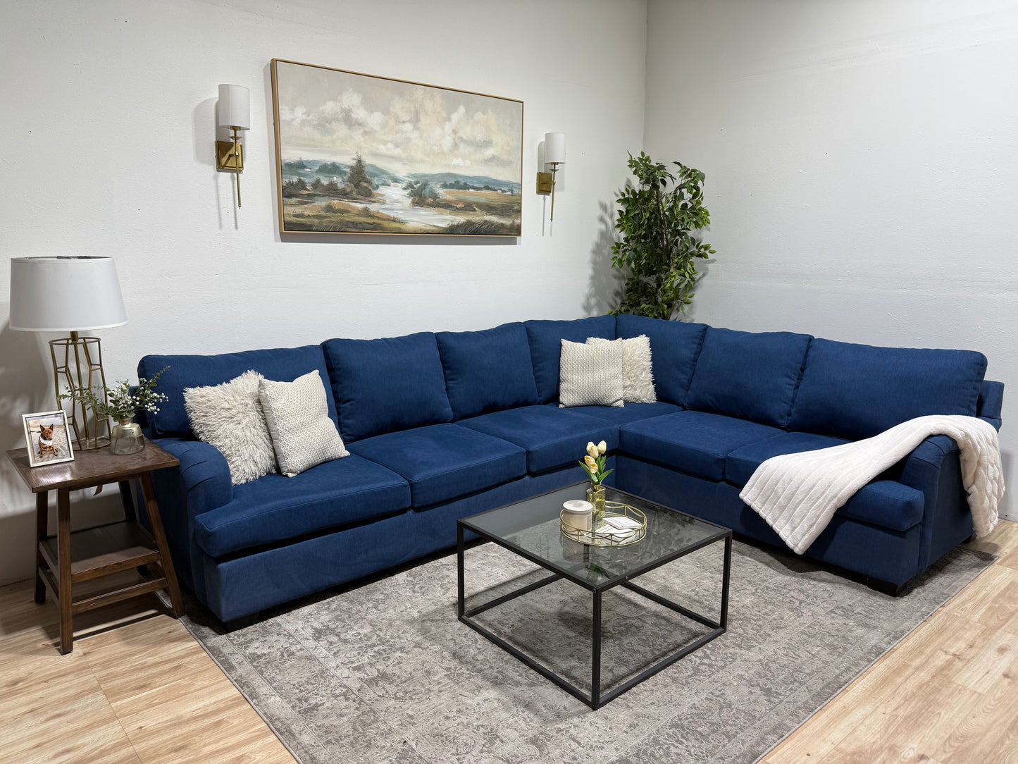 Large Blue L Sectional