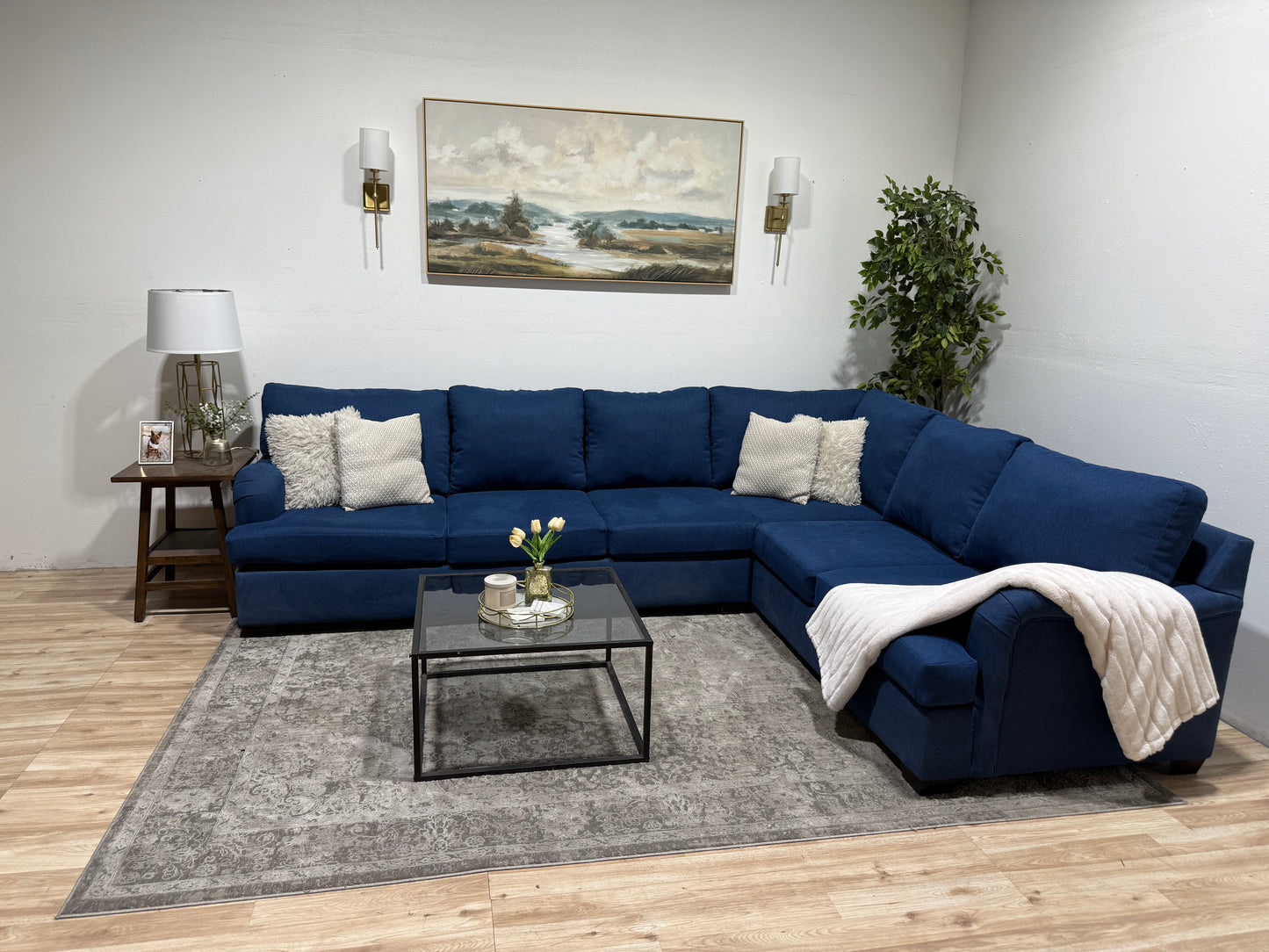 Large Blue L Sectional